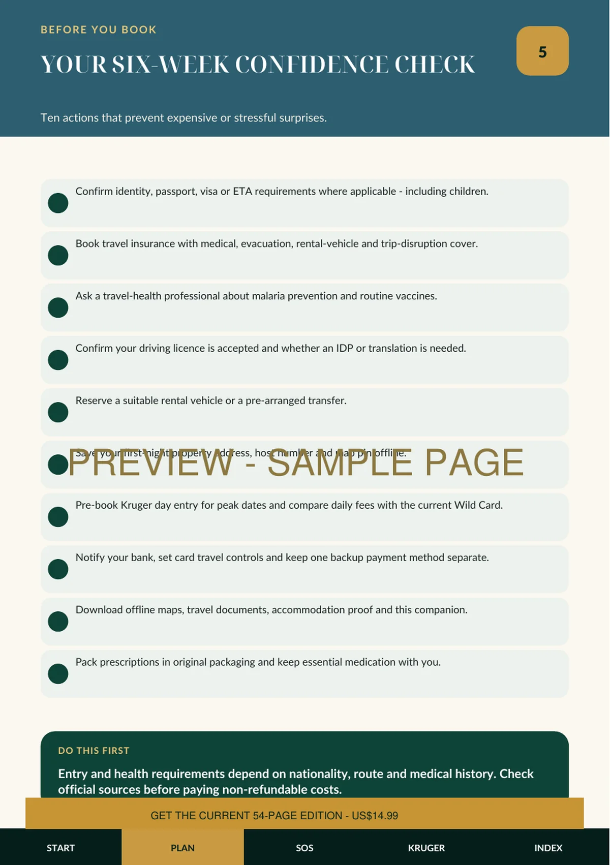 Six-week confidence check sample page