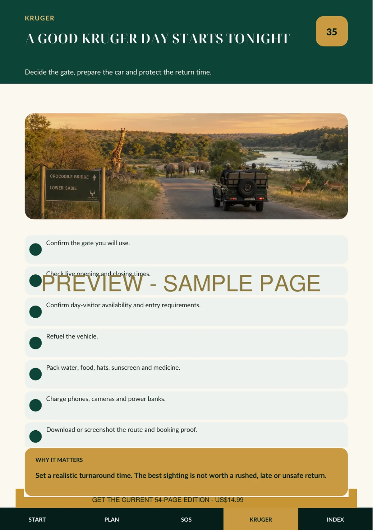 Kruger preparation sample page